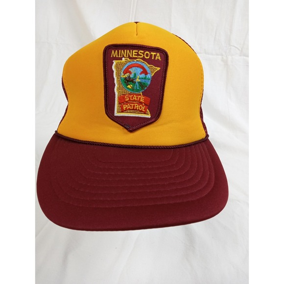 nissin Other - Vintage Minnesota State Patrol Hat Cap Snap Back Yellow Maroon Trucker Mens‎ 80s